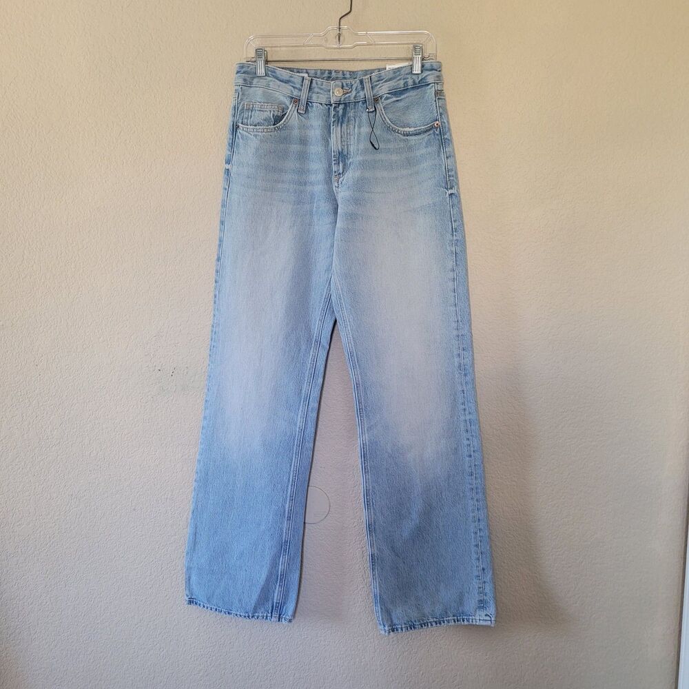 Zara Womens Jeans Size 6 38 Medium Wash Wide-Leg Mid Rise Full Length Baggy Nwt